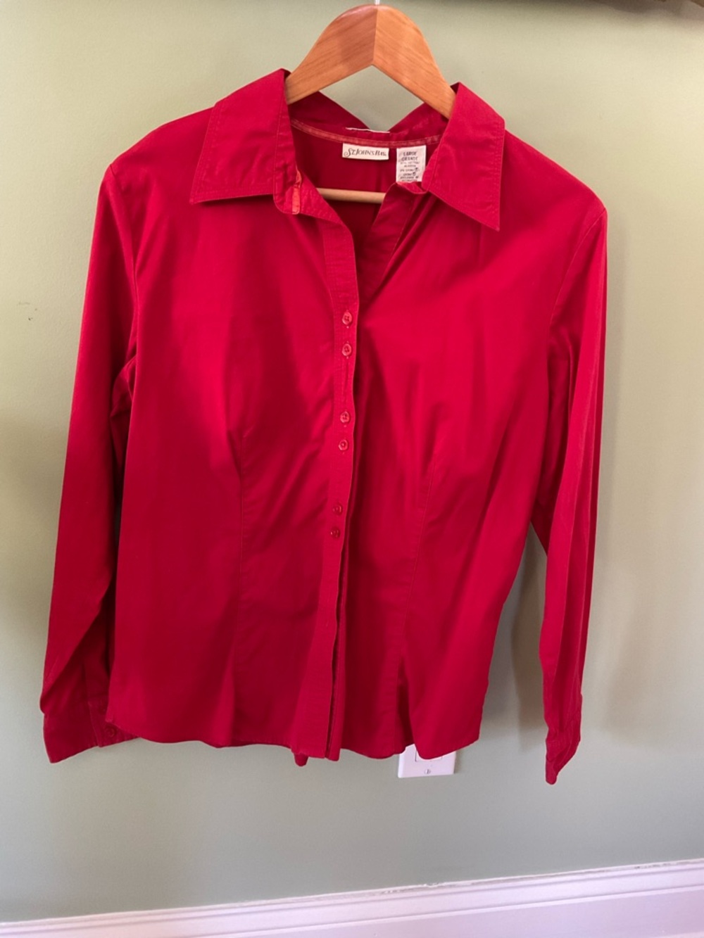 St. John's Bay Red Stretch Button-Up Shirt